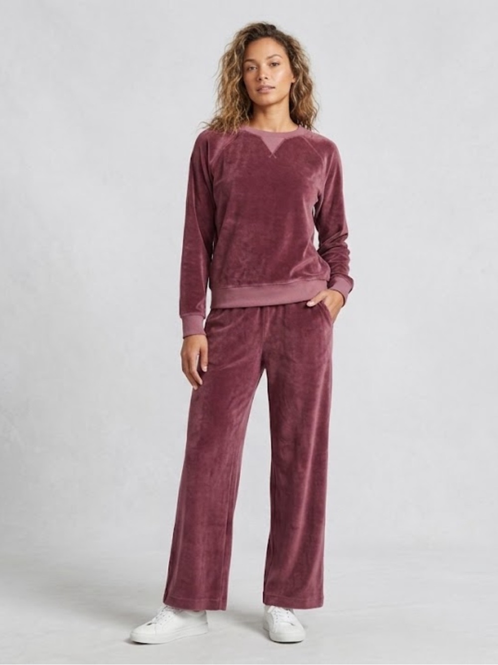 Pact Velour Sweatshirt/Pants Set Size Windsor Wine Size XL/M